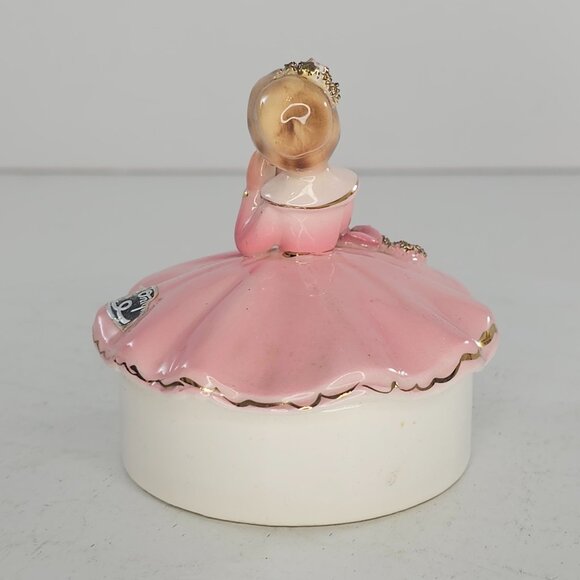 Vintage Josef Originals Trinket Box Girl Pink Dress - Picture 3 of 9